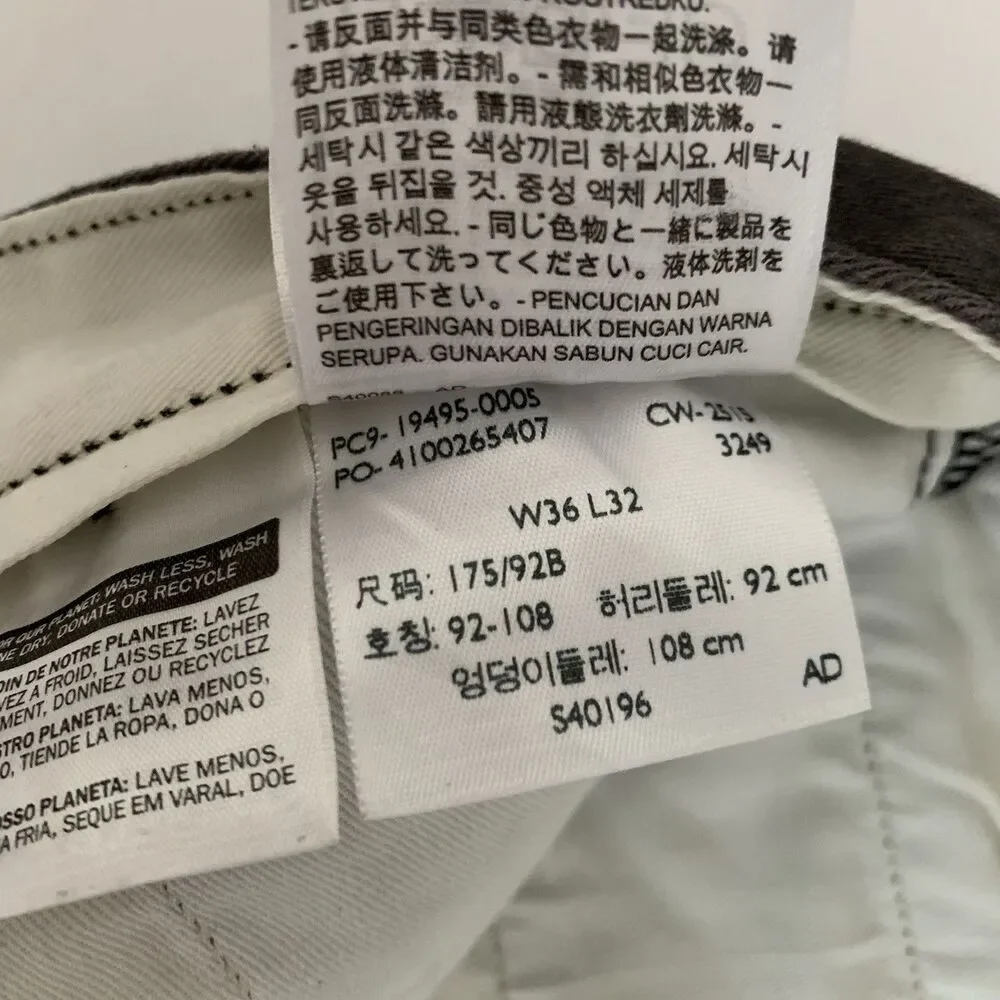 Levis Chino Jogger Pants Men 36x32 Gray Cotton‎ Stretch Taper Pockets (37x29)